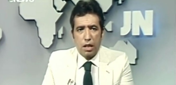Berto Filho durante apresentação do "Jornal Nacional" em 1982