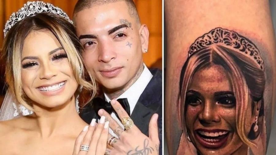 Após término do casamento, MC Guimê cobre tatuagem com o rosto de Lexa