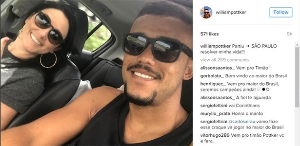 Perto do Corinthians, Pottker posta foto a caminho de SP: 