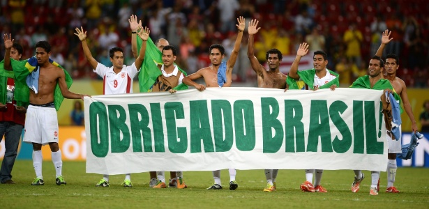 Jogadores do Taiti agradecem o apoio dos brasileiros na Copa das Confederações