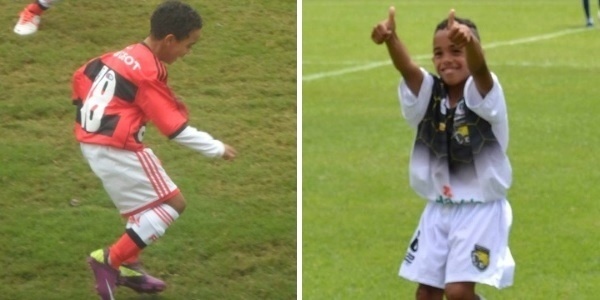 Cassiano Bonzon, de 12 anos, posa para foto antes de jogo pelo Flamengo no estádio da Gávea