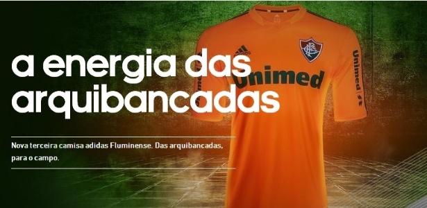 A nova camisa do Fluminense surge em um banner do site da loja da Adidas no Brasil