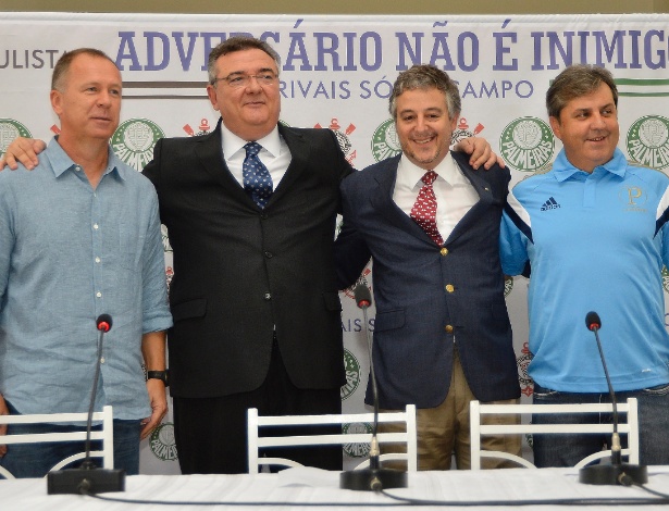 Mano Menezes, Mario Gobbi, Paulo Nobre e Gilson Kleina durante evento