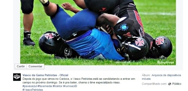 O time de futebol amaricano do Vasco aproveitou para provocar o Flamengo após o clássico