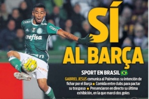 Jornal catalão fala em 'sim' de G. Jesus ao Barça; Palmeiras e staff negam Comente