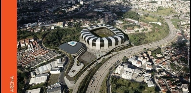 Projeção de que como vai ser o estádio do Atlético-MG, no bairro Califórnia, em Belo Horizonte