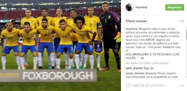 Mensagem de Neymar após eliminação do Brasil na Copa América 
