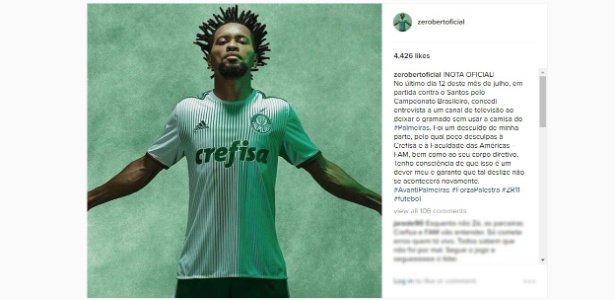 Zé Roberto se desculpa por 
