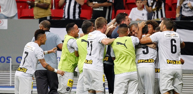 Jogadores do Botafogo comemoram o gol de Roger Carvalho contra o ABC