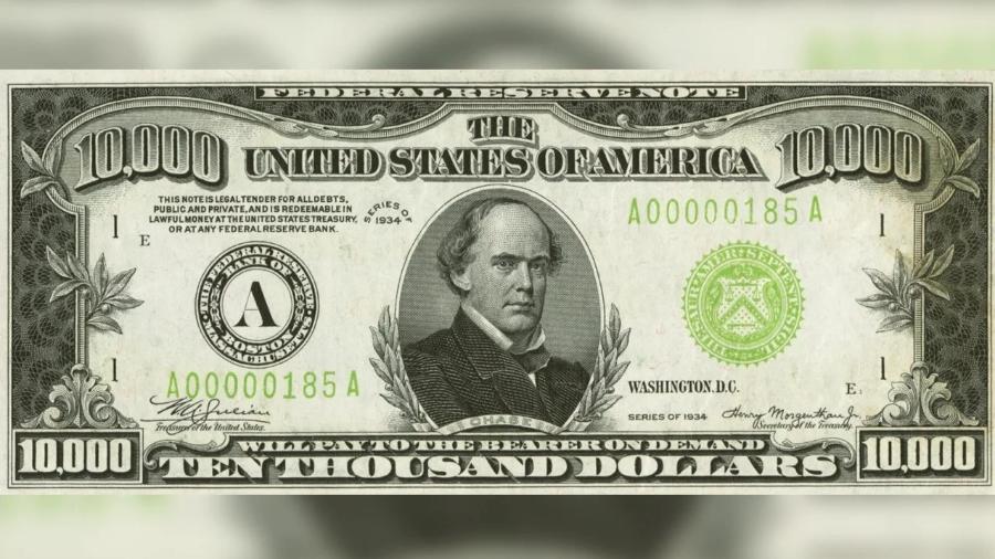 Nota de US$ 10 mil de 1934 é leiloada por R$ 2,4 milhões nos EUA