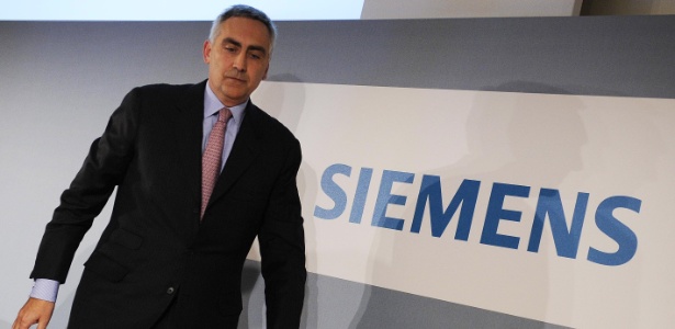 Peter Löscher, presidente da Siemens, durante conferência de imprensa anual da empresa, em Munique 