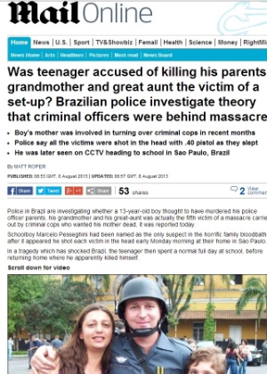 Jornal britânico "Daily Mail" publicou reportagem que diz que garoto pode ter sido vítima de uma armação