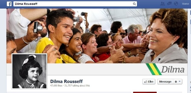Perfil de Dilma Rousseff no Facebook com foto de sua infância