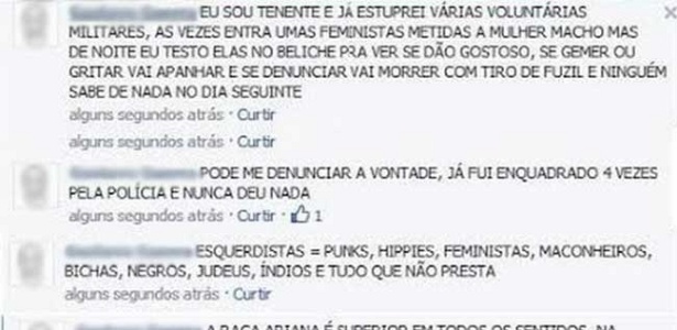 Reprodução de um dos comentários expostos no tumblr com confissões de crimes, ameaças, ofensas racistas, entre outras formas de agressão