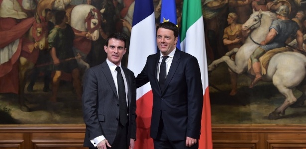 Primeiros-ministro da Itália, Matteo Renzi, e da França, Manuel Valls