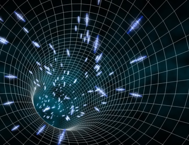 Ilustração de "wormhole" (buraco de minhoca), um atalho no universo que permitiria viajar no tempo-espaço