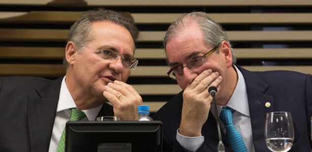 Ligados a escândalos, Calheiros (esq.) e Cunha mudaram o poder político no Brasil