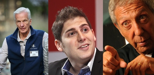 Os bilionários Jorge Paulo Lemann (à esq.), Eduardo Saverin (centro) e Abilio Diniz