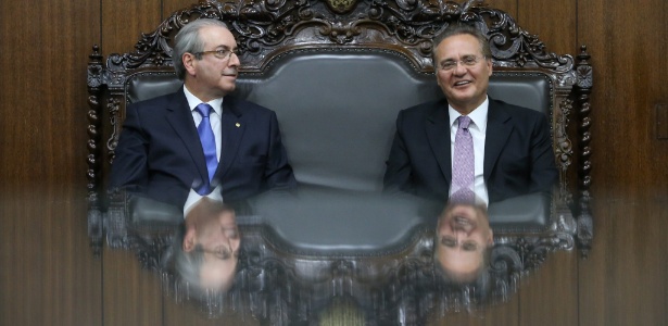 O presidente da Câmara, Eduardo Cunha (PMDB-RJ; à esq.), ao lado de Renan Calheiros (PMDB-AL)