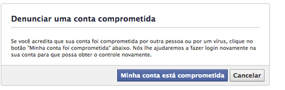Denunciar uma conta comprometida