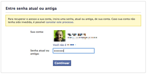 Entre senha atual ou antiga