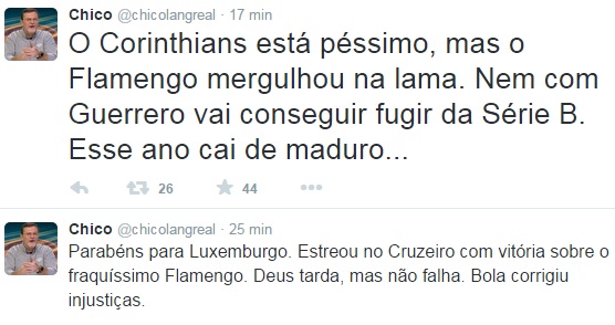 Polêmico, Chico Lang diz que Flamengo será rebaixado, mesmo com Guerrero