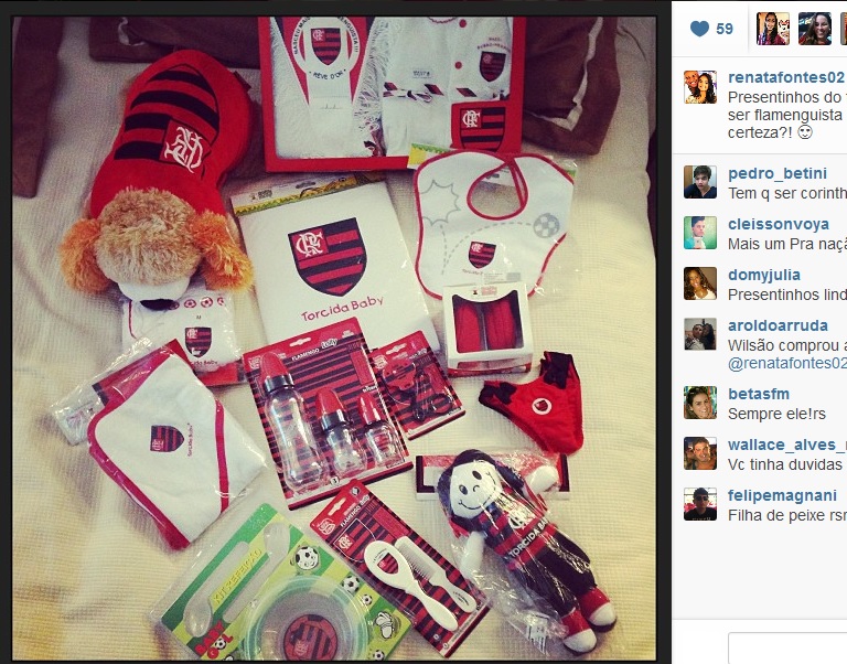 Noiva de Adriano ganha enxoval do Fla para filho que espera do Imperador