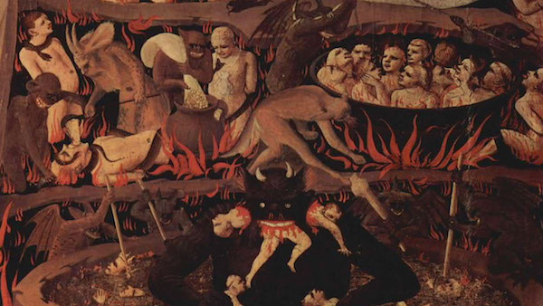 Há um círculo do inferno reservado para quem, repetidamente, compartilha notícias antigas com ose fossem novas. Trecho do painel "O Julgamento Final", de Fra Angelico, datada de 1425, localizada em Florença.