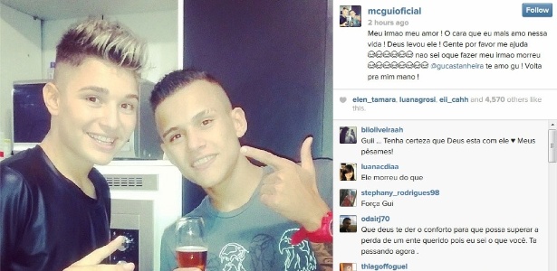 21.abr.2014 - MC Gui usou o Instagram ara lamentar a morte do irmão
