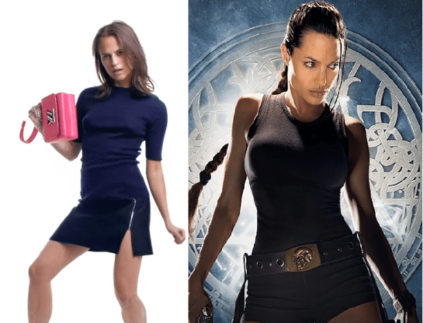 A atriz Alicia Vikander (à esquerda) vai interpretar Lara Croft em novo filme; Ageline Jolie interpretou a arqueóloga nos dois filmes anteriores da franquia (à direita)
