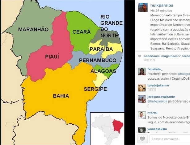 Hulk posta resposta a Diogo Mainardi no Instagram