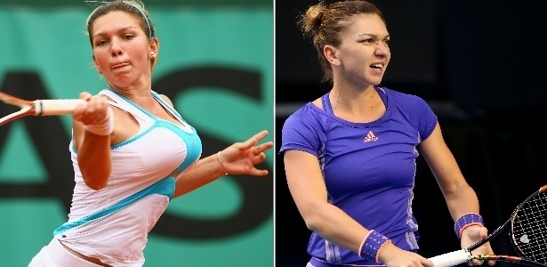 Simona Halep em foto de 2008 (à esq.) e no Aberto da Austrália hoje