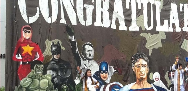 Mural em universidade tailandesa coloca Adolf Hitler entre super-heróis