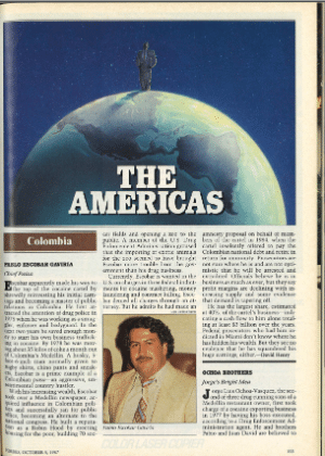 Pablo Escobar na revista "Forbes", em 1987