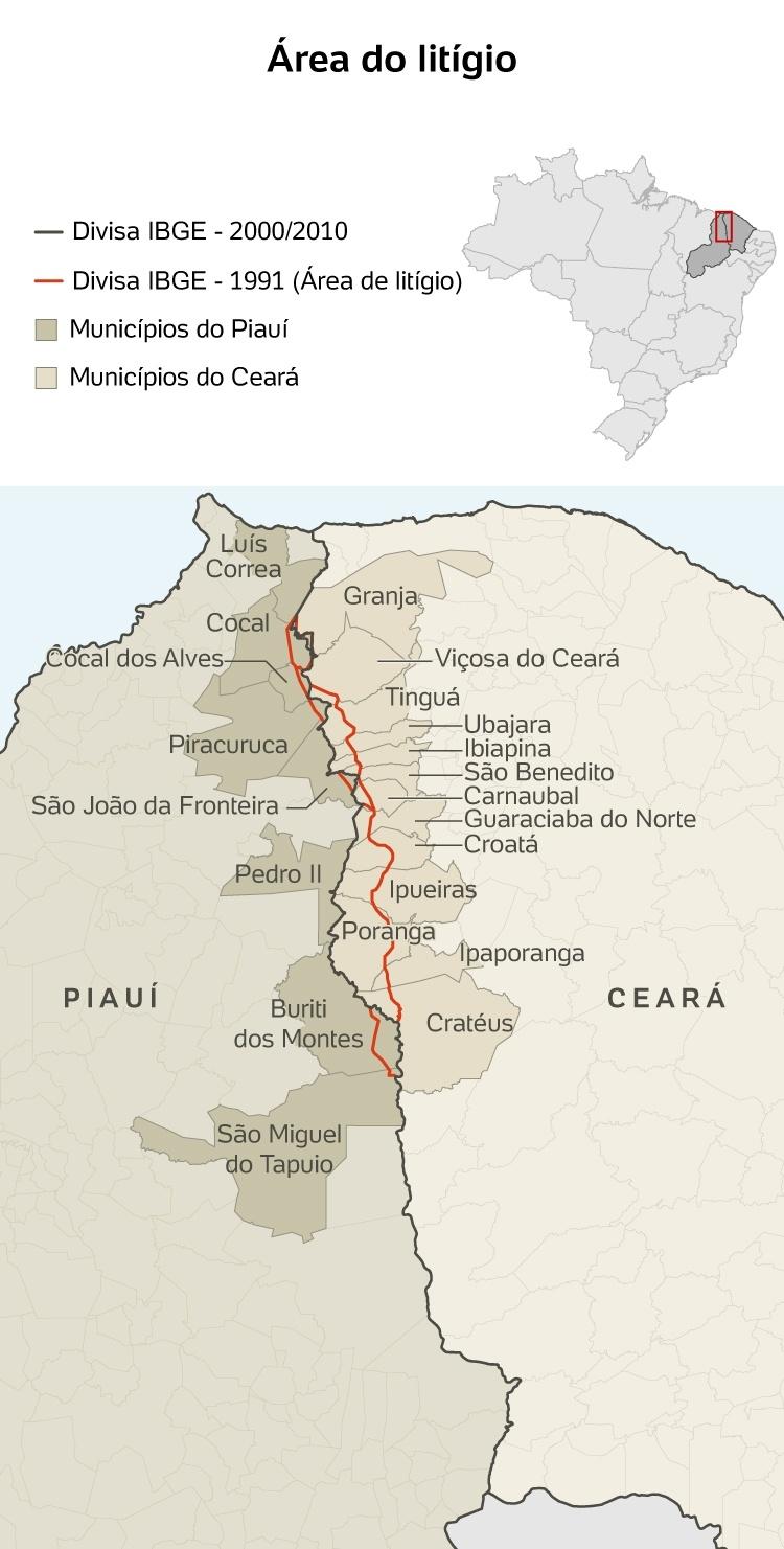 Mapa área do litígio Ceará Piauí