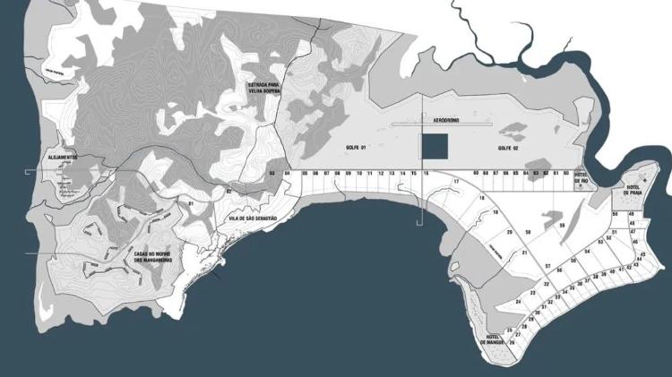 Mapa do projeto do condomínio rural em Boipeba