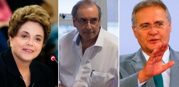 Da esquerda para direita: Dilma Rousseff, Eduardo Cunha e Renan Calheiros 